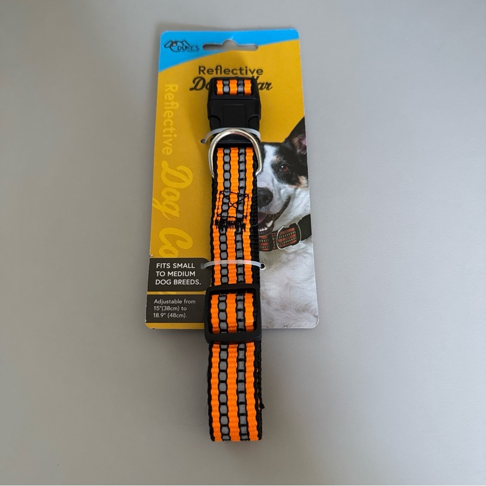 Reflective Dog Collar - Black and Orange